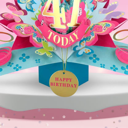 41 Today Happy 41st Birthday Pop Up Greeting Card