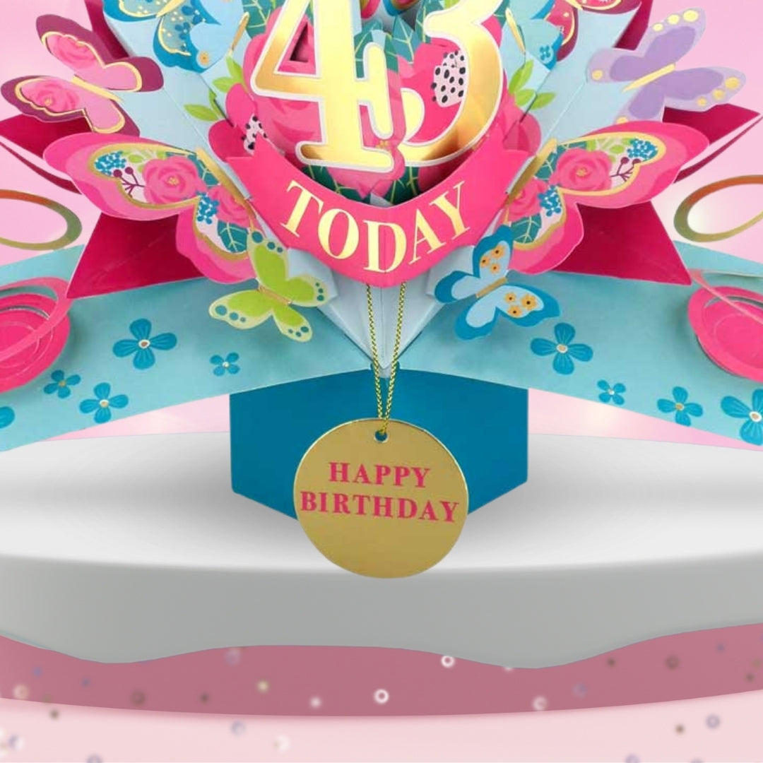 43 Today Happy 43rd Birthday Pop Up Greeting Card