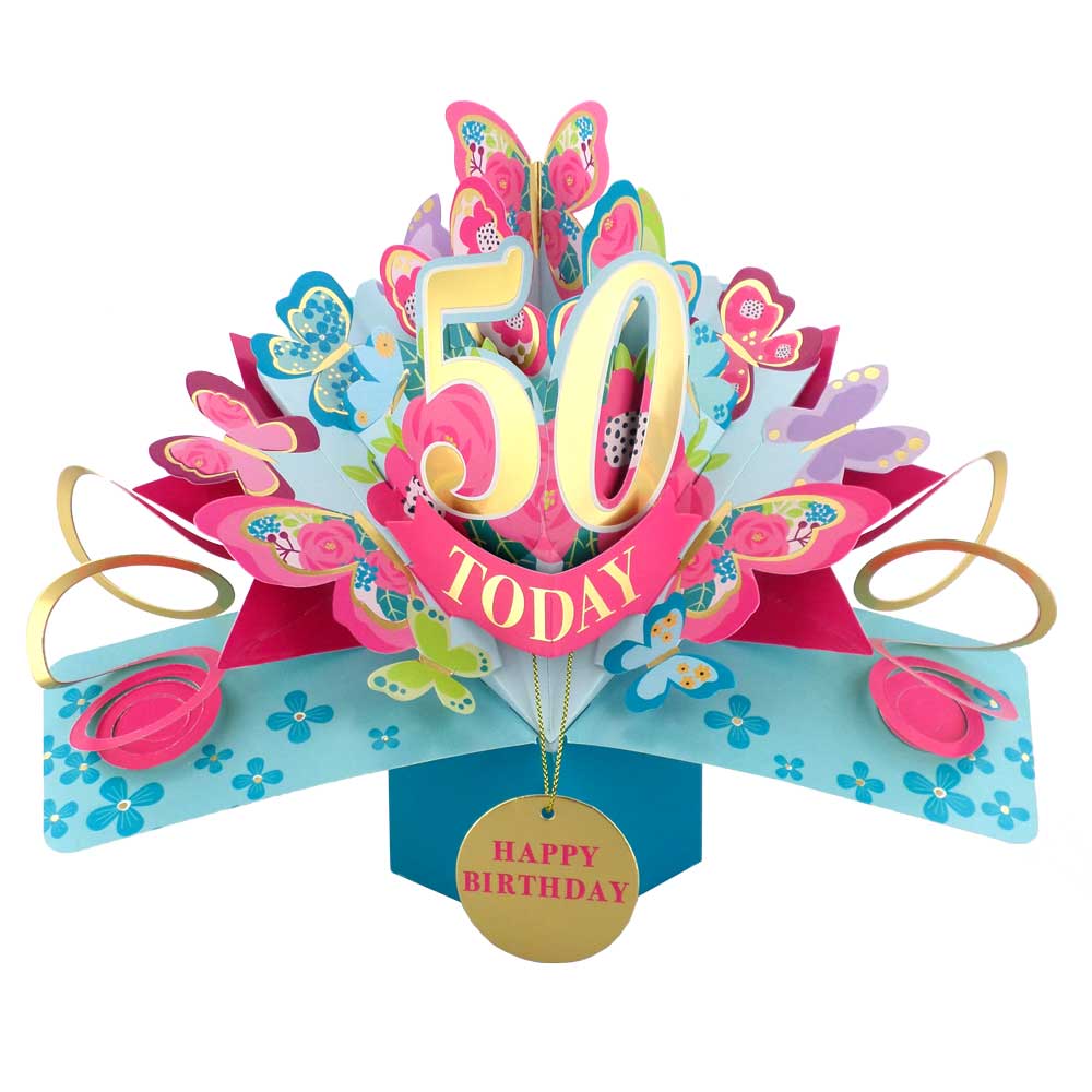 50 Today Happy 50th Birthday Pop Up Greeting Card