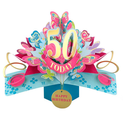 50 Today Happy 50th Birthday Pop Up Greeting Card