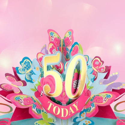 50 Today Happy 50th Birthday Pop Up Greeting Card
