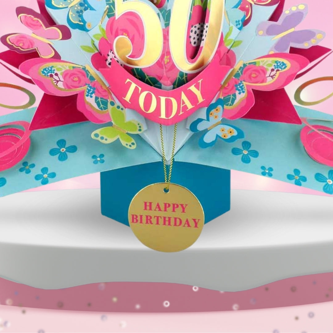 50 Today Happy 50th Birthday Pop Up Greeting Card