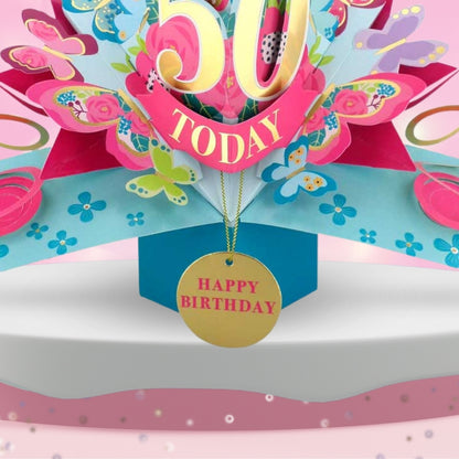 50 Today Happy 50th Birthday Pop Up Greeting Card