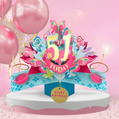 51 Today Happy 51st Birthday Pop Up Greeting Card