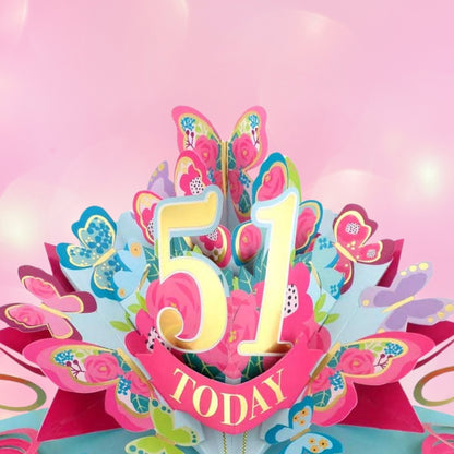 51 Today Happy 51st Birthday Pop Up Greeting Card
