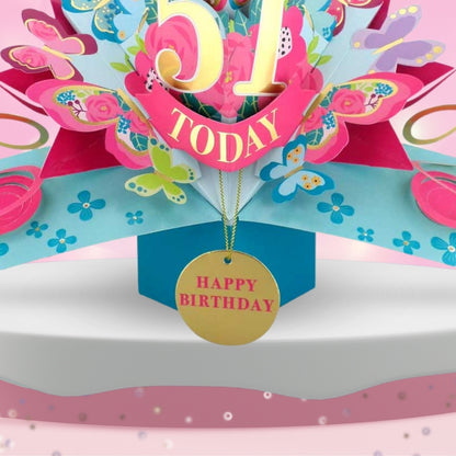 51 Today Happy 51st Birthday Pop Up Greeting Card