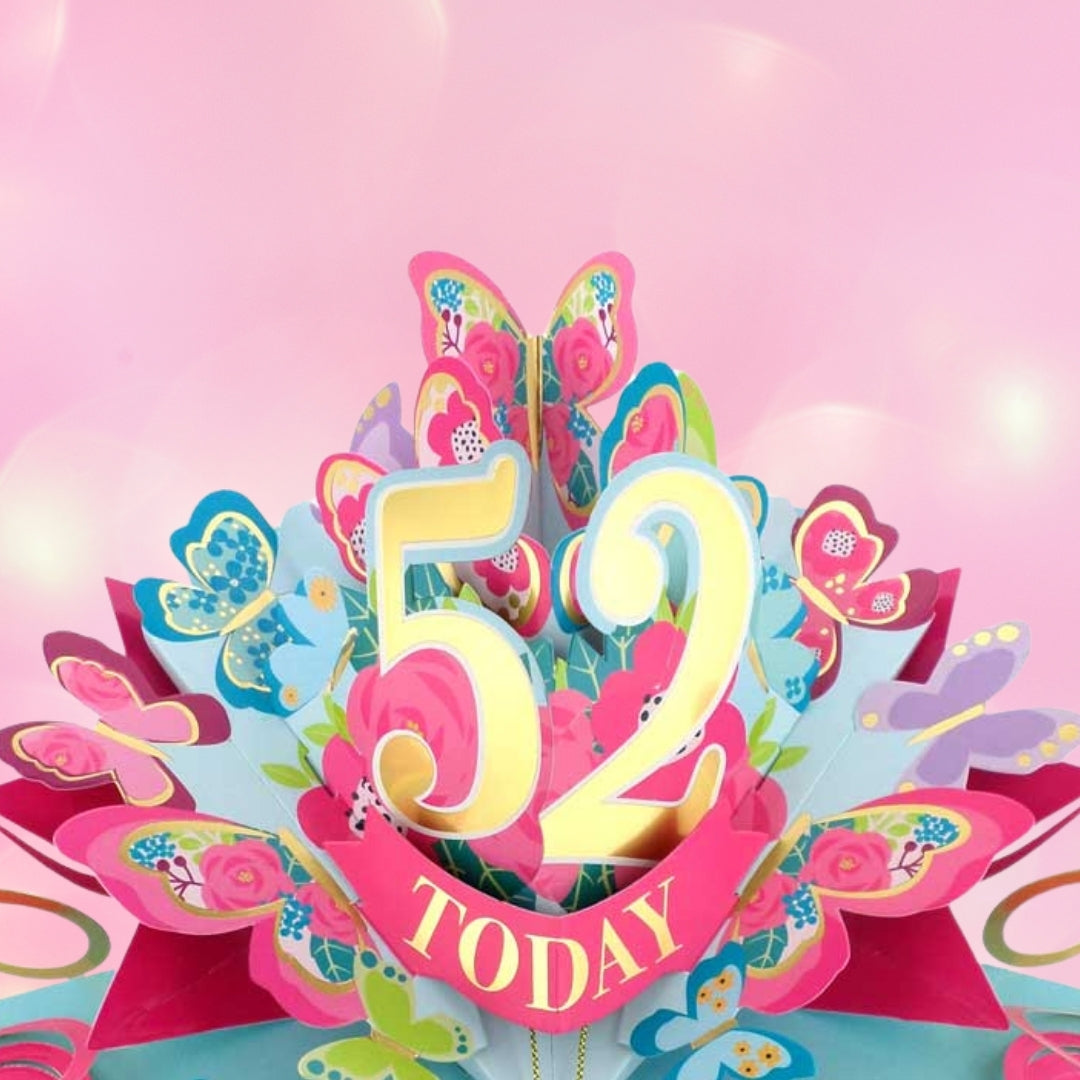 52 Today Happy 52nd Birthday Pop Up Greeting Card