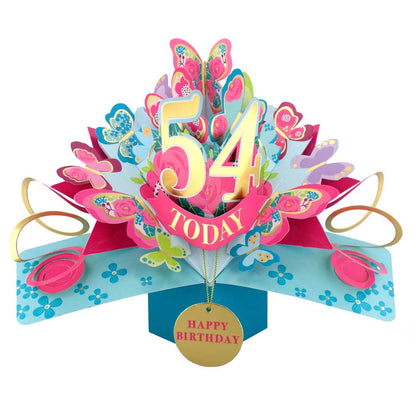 54 Today Happy 54th Birthday Pop Up Greeting Card