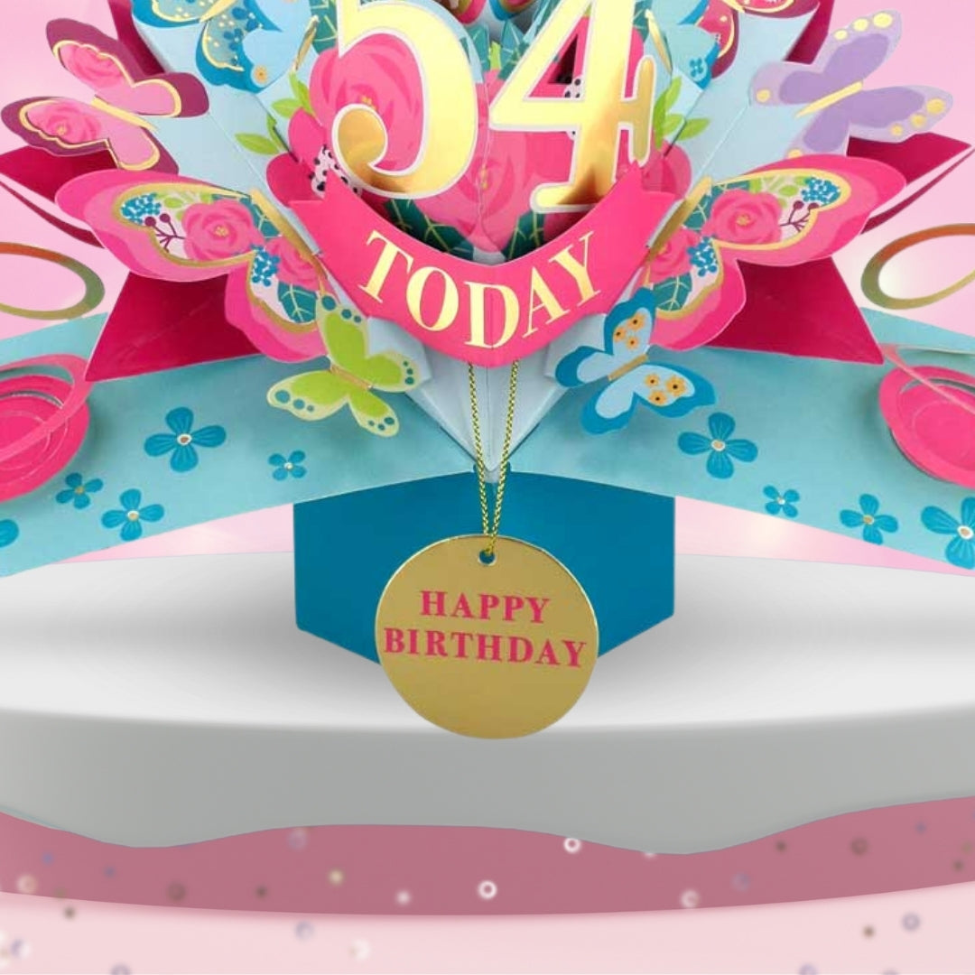 54 Today Happy 54th Birthday Pop Up Greeting Card