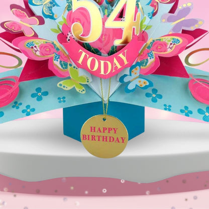 54 Today Happy 54th Birthday Pop Up Greeting Card