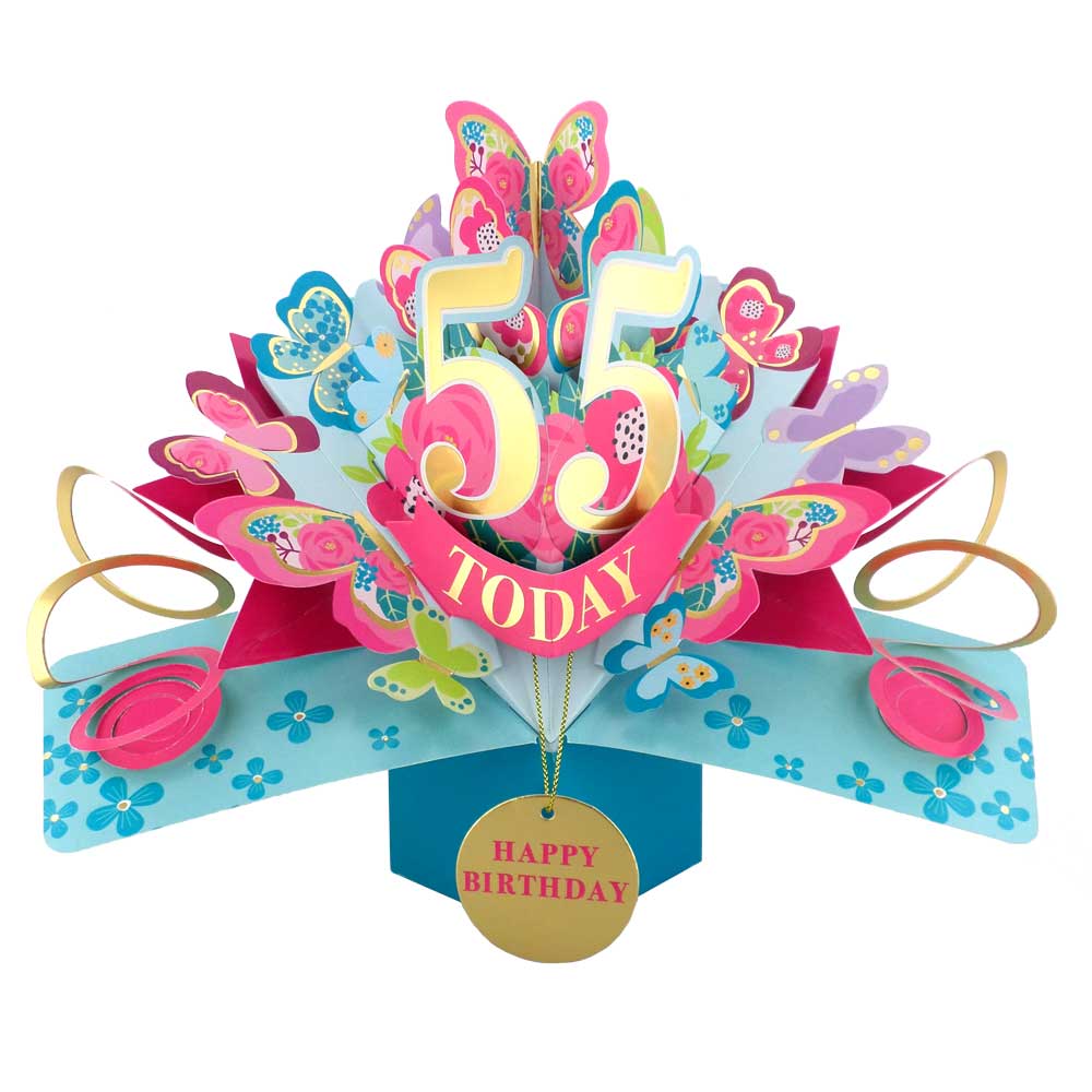 55 Today Happy 55th Birthday Pop Up Greeting Card