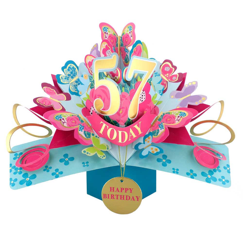 57 Today Happy 57th Birthday Pop Up Greeting Card