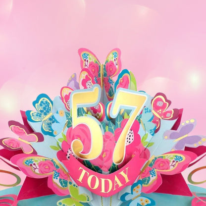 57 Today Happy 57th Birthday Pop Up Greeting Card