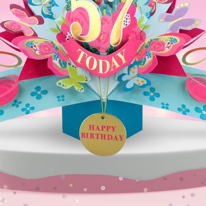 57 Today Happy 57th Birthday Pop Up Greeting Card