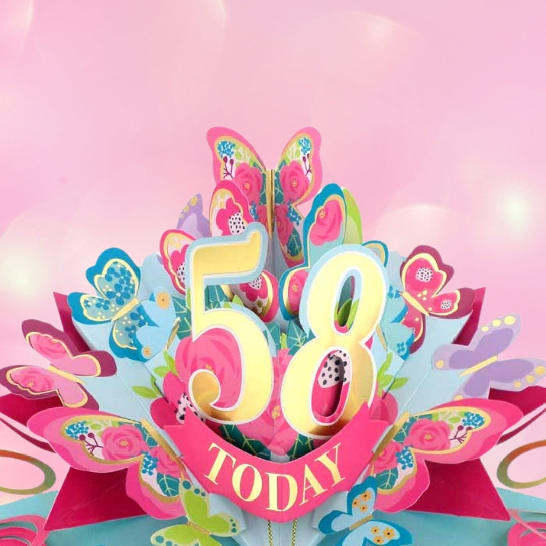 58 Today Happy 58th Birthday Pop Up Greeting Card