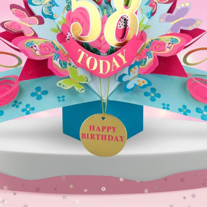58 Today Happy 58th Birthday Pop Up Greeting Card