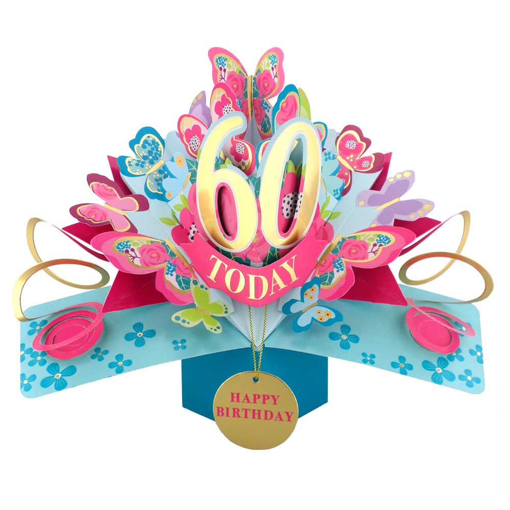 60 Today Happy 60th Birthday Pop Up Greeting Card