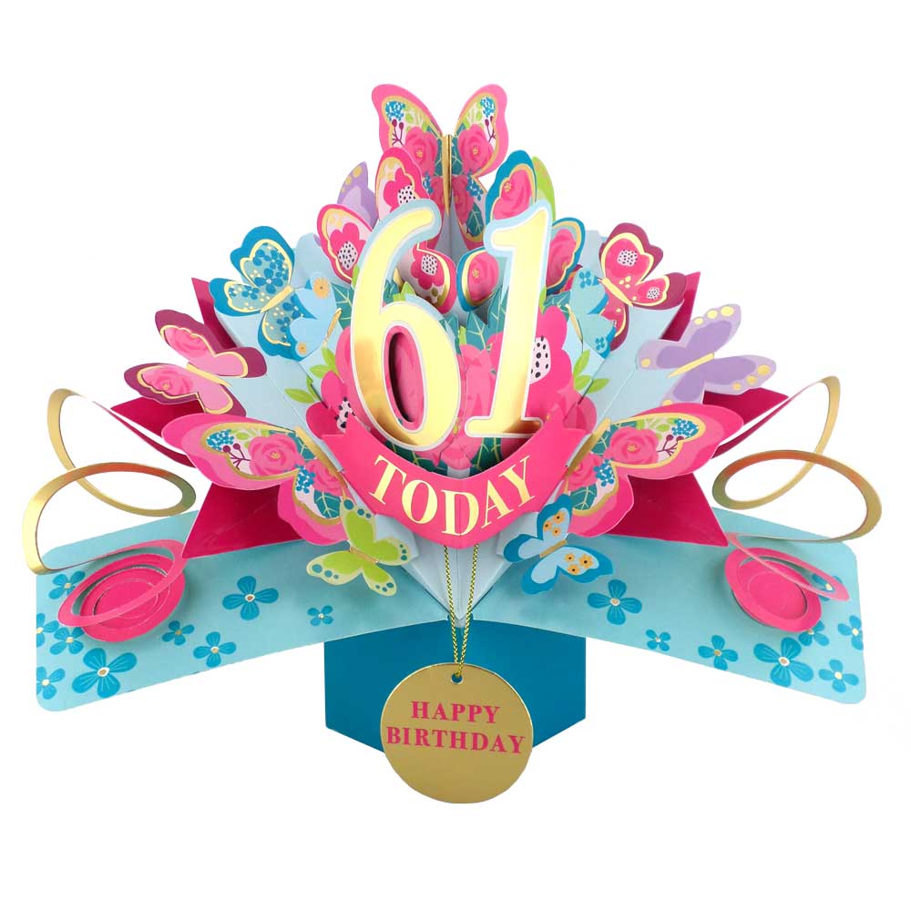 61 Today Happy 61st Birthday Pop Up Greeting Card