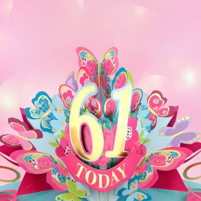 61 Today Happy 61st Birthday Pop Up Greeting Card