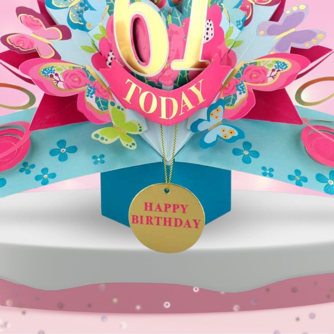 61 Today Happy 61st Birthday Pop Up Greeting Card