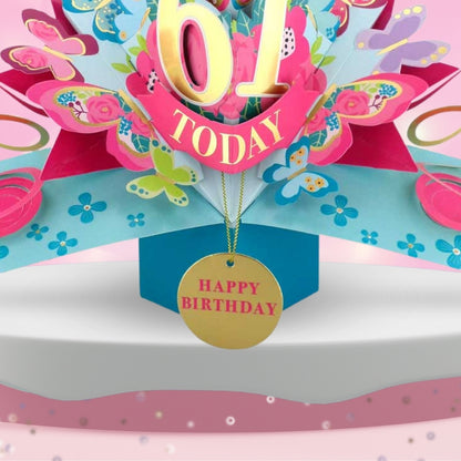 61 Today Happy 61st Birthday Pop Up Greeting Card