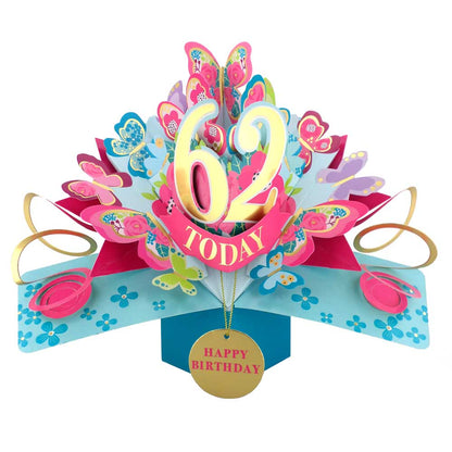 62 Today Happy 62nd Birthday Pop Up Greeting Card