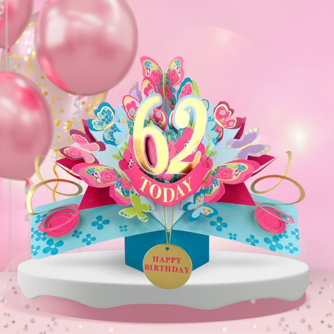 62 Today Happy 62nd Birthday Pop Up Greeting Card