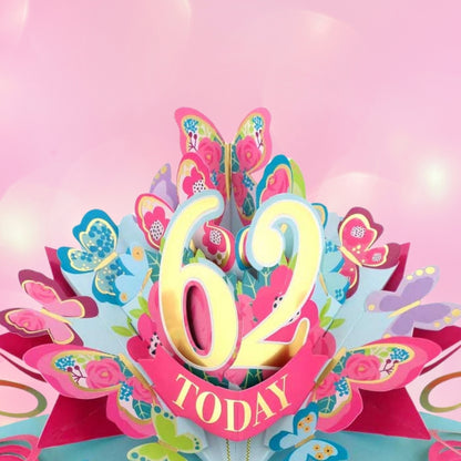 62 Today Happy 62nd Birthday Pop Up Greeting Card