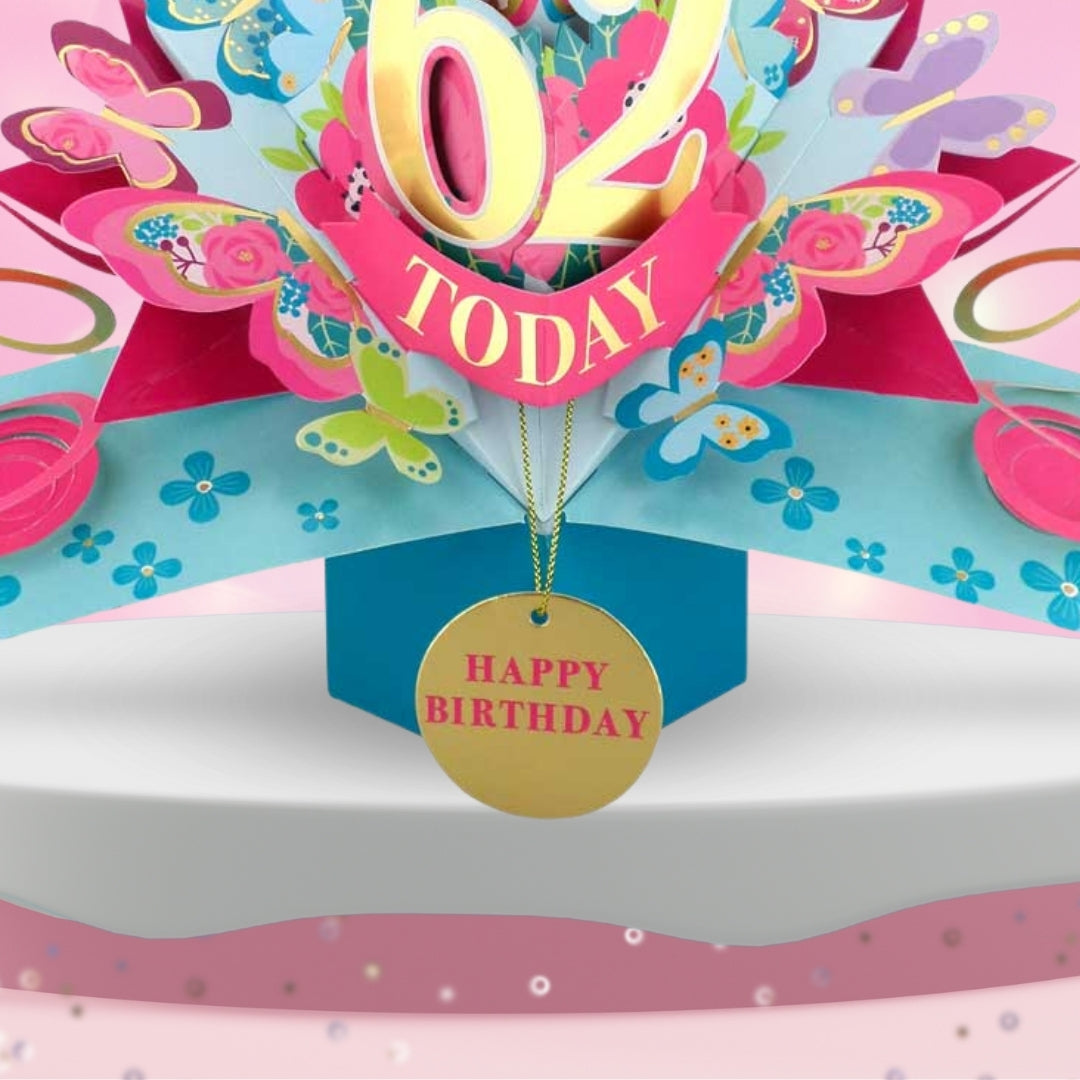 62 Today Happy 62nd Birthday Pop Up Greeting Card