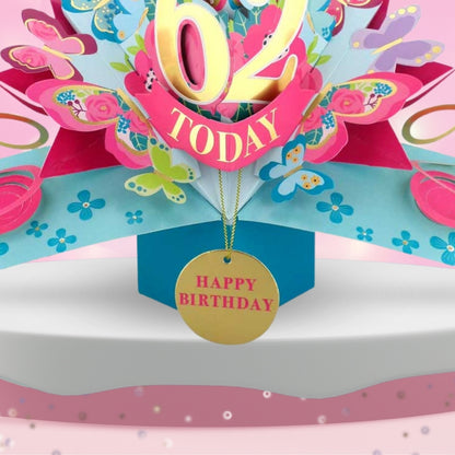 62 Today Happy 62nd Birthday Pop Up Greeting Card