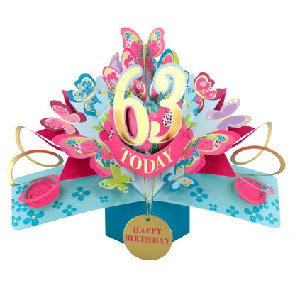 63 Today Happy 63rd Birthday Pop Up Greeting Card
