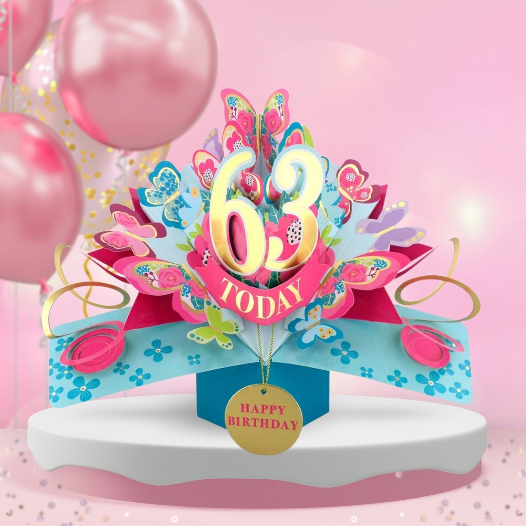 63 Today Happy 63rd Birthday Pop Up Greeting Card