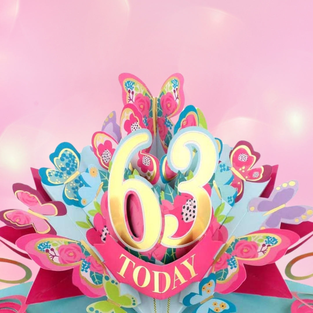 63 Today Happy 63rd Birthday Pop Up Greeting Card