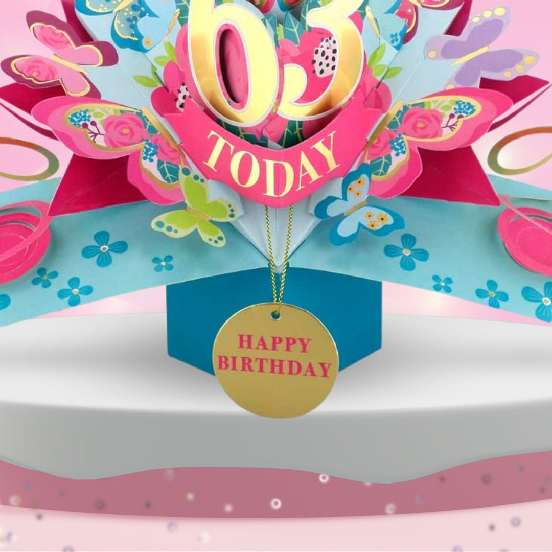 63 Today Happy 63rd Birthday Pop Up Greeting Card