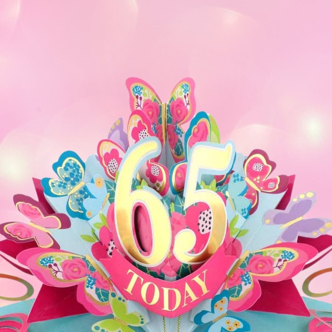 65 Today Happy 65th Birthday Pop Up Greeting Card