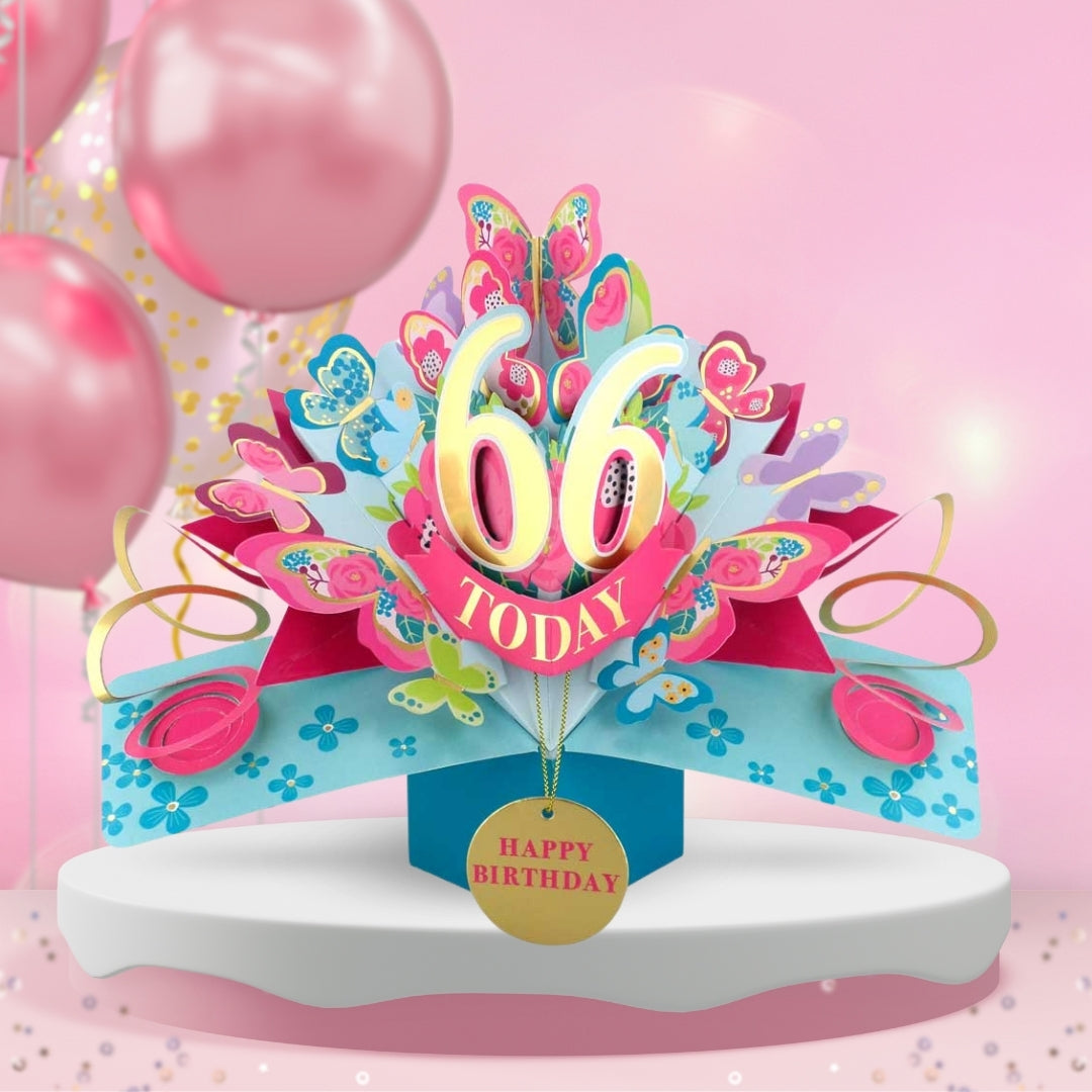 66 Today Happy 66th Birthday Pop Up Greeting Card