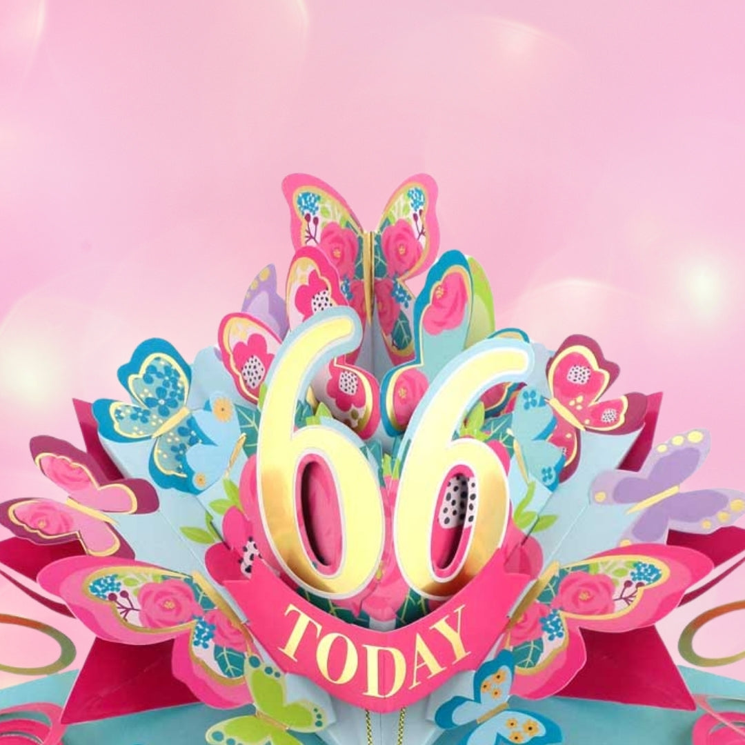 66 Today Happy 66th Birthday Pop Up Greeting Card