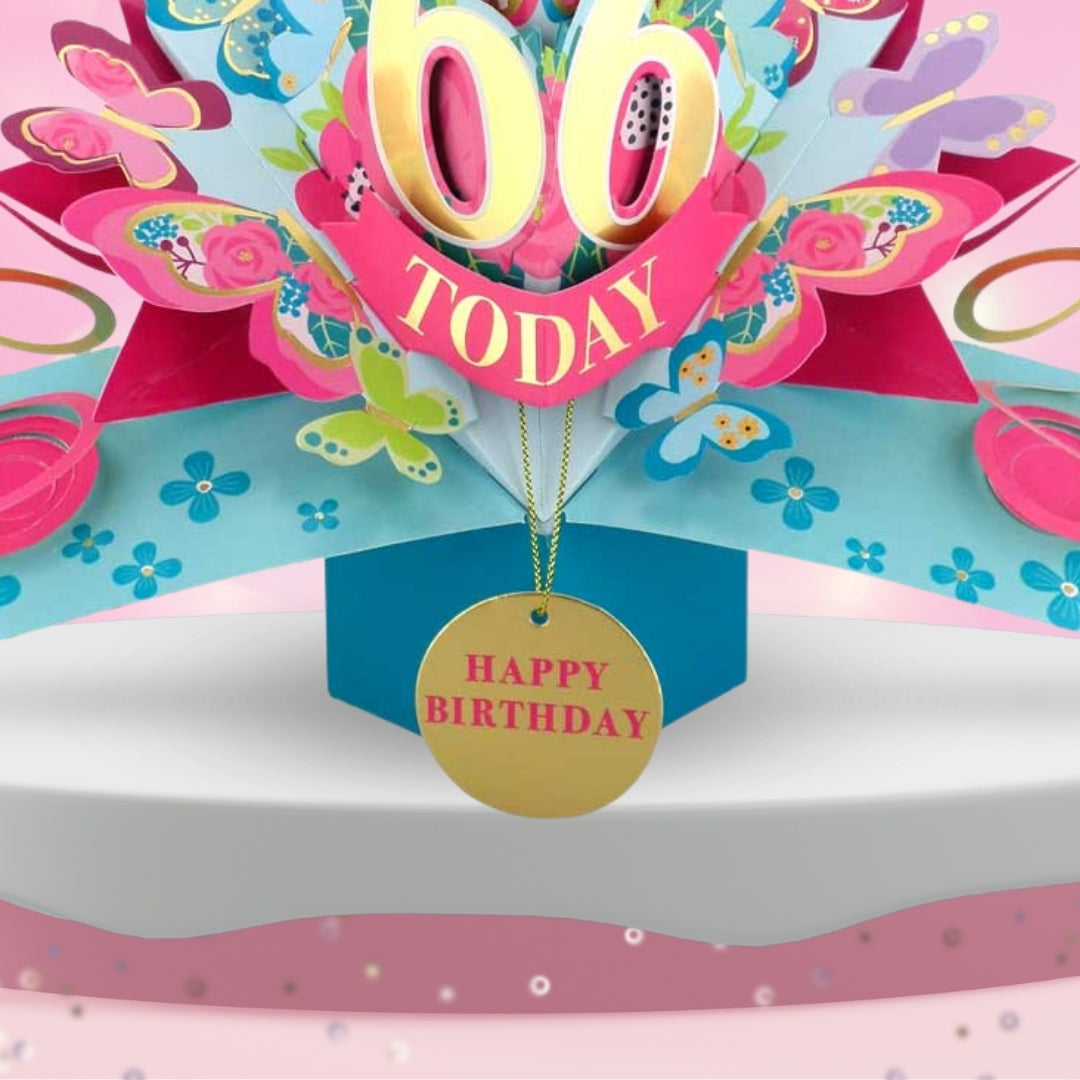 66 Today Happy 66th Birthday Pop Up Greeting Card