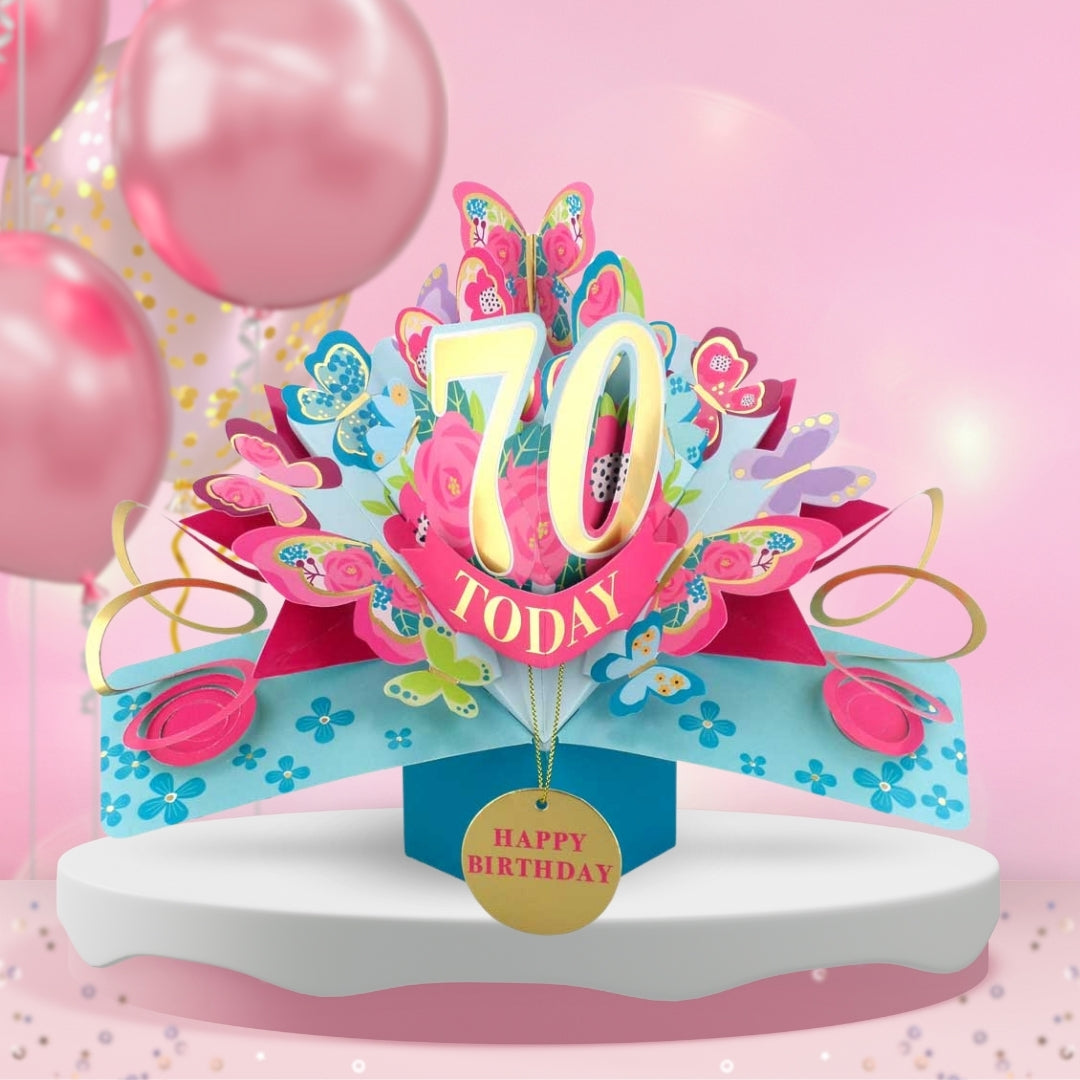 70 Today Happy 70th Birthday Pop Up Greeting Card