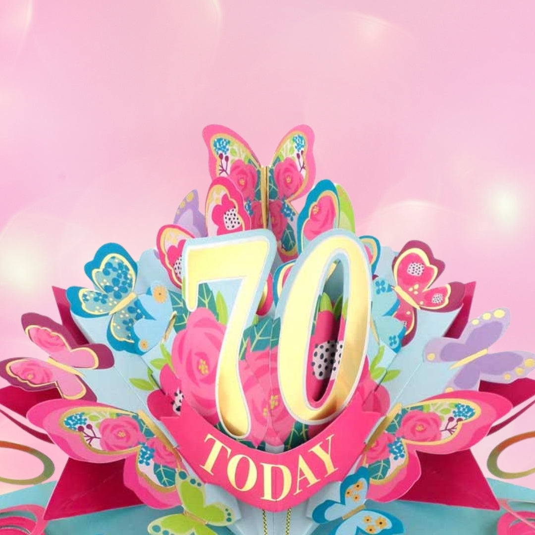 70 Today Happy 70th Birthday Pop Up Greeting Card