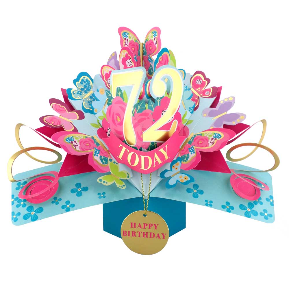 72 Today Happy 72nd Birthday Pop Up Greeting Card