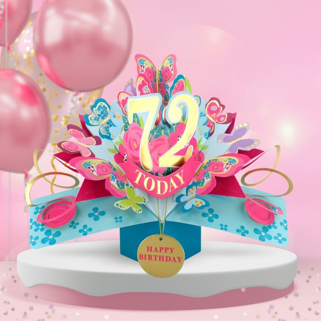 72 Today Happy 72nd Birthday Pop Up Greeting Card