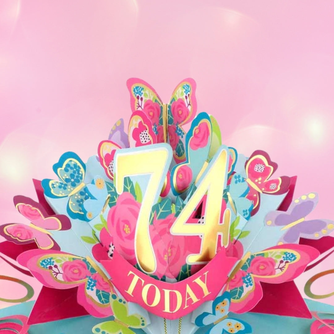 74 Today Happy 74th Birthday Pop Up Greeting Card