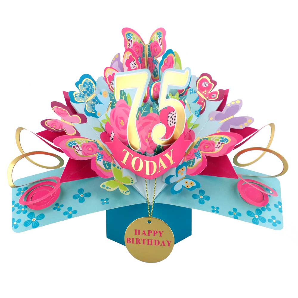 75 Today Happy 75th Birthday Pop Up Greeting Card