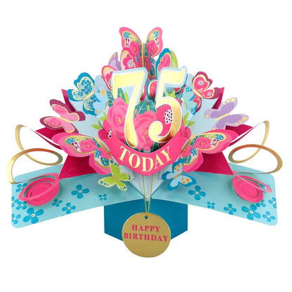 75 Today Happy 75th Birthday Pop Up Greeting Card