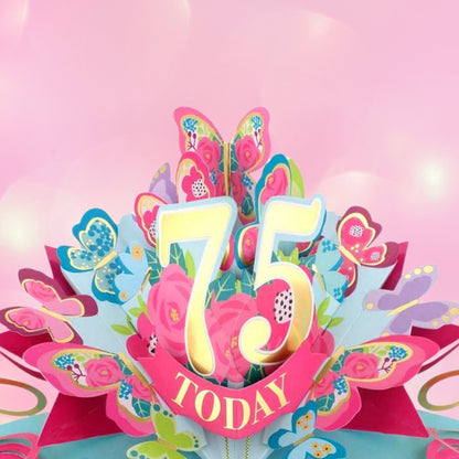 75 Today Happy 75th Birthday Pop Up Greeting Card