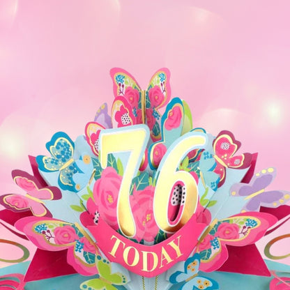 76 Today Happy 76th Birthday Pop Up Greeting Card