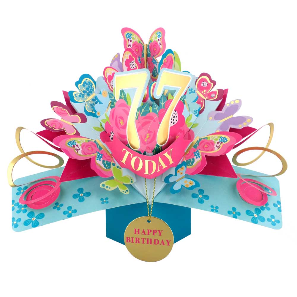 77 Today Happy 77th Birthday Pop Up Greeting Card