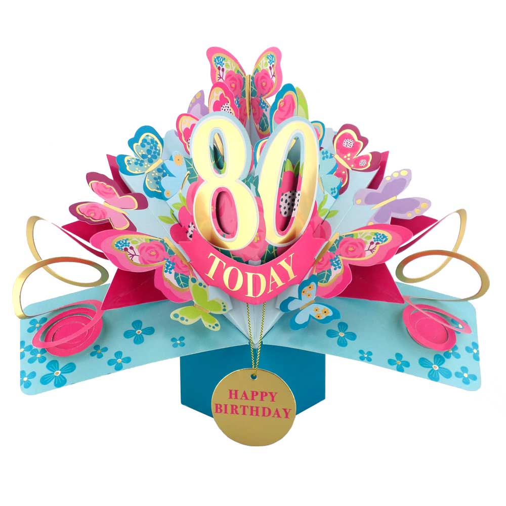 80 Today Happy 80th Birthday Pop Up Greeting Card
