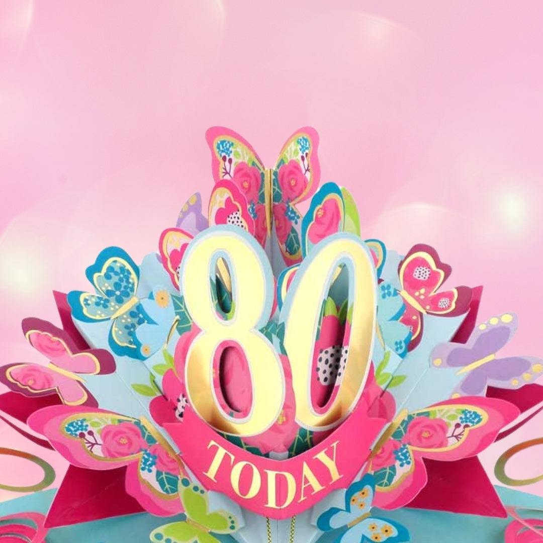 80 Today Happy 80th Birthday Pop Up Greeting Card